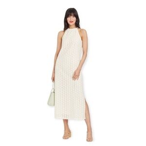 A New Day White Lace Eyelet Boho Halter Midi Dress
